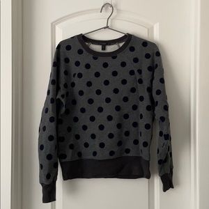 J Crew Fleeced Velvet Polka Dot Sweatshirt